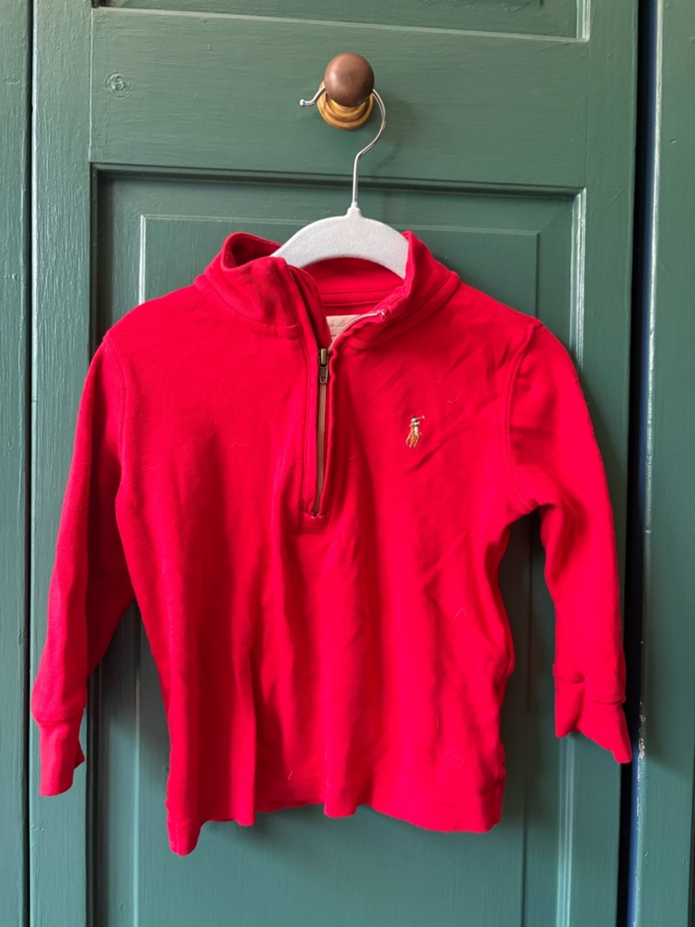 Ralph Lauren Kids Bright Red Half-Zip Pullover Hoodie